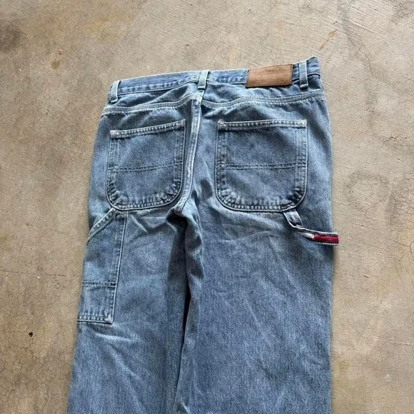 Baggy Tommy Hilfiger Carpenter Wide Leg Jnco Styl Y2k Vintage Denim Jeans 30x32 - Picture 2 of 8